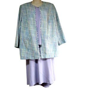 Maggie Barns Lavender Tweed Women 24 3-piece Suit NWT A-Line Skirt V-Neck Shell